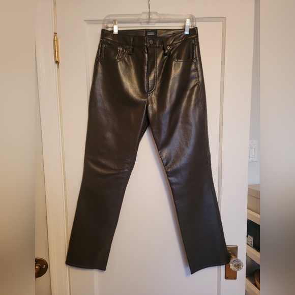 NWT Citizens of Humanity Jolene High-Rise Straight Cropped Leather Pants 27 - Picture 8 of 11
